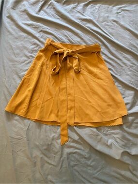 American Apparel Mustard A-Line Tie-Waist Skirt